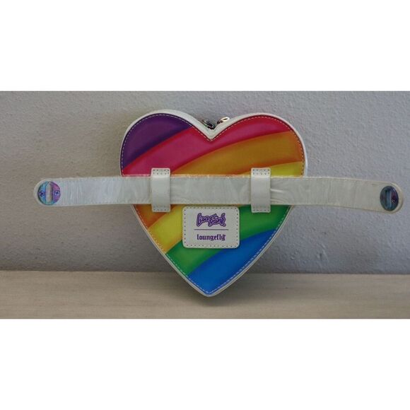 Loungefly Lisa Frank Logo Heart Detachable Rainbow Bag Mini Backpack - Picture 16 of 16